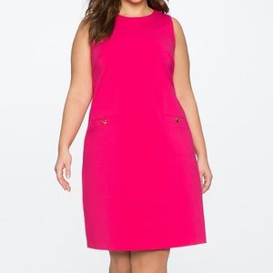 Eloquii Pink Sleeveless Button Pocket Mini Dress